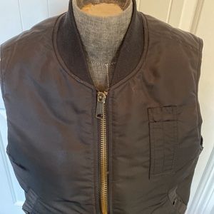 Reversible classic black military style quilted vest Army vest Pockets inside